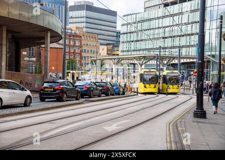 Shudehill Interchange visto da Nicholas Croft Street. Shudehill Interchange è un centro di trasporto nel centro di Manchester Foto Stock