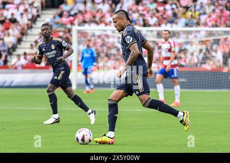 Granada, Granada, Spagna. 11 maggio 2024. Der Militao del Real Madrid CF durante la partita di Liga tra Granada CF e Real Madrid CF allo stadio Nuevo Los CÃrmenes l'11 maggio 2024 a Granada, Spagna. (Credit Image: © José M Baldomero/Pacific Press via ZUMA Press Wire) SOLO PER USO EDITORIALE! Non per USO commerciale! Crediti: ZUMA Press, Inc./Alamy Live News Foto Stock