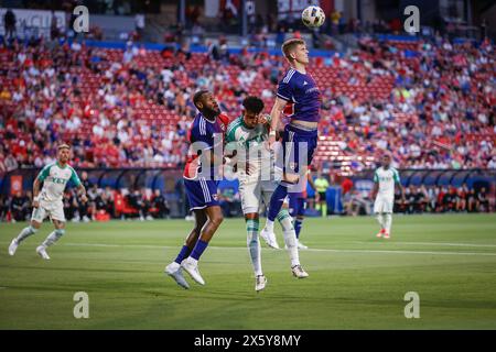 Frisco, Texas, Stati Uniti. 11 maggio 2024. Il centrocampista del FC Dallas LIAM FRASER (18) dirige il pallone durante una partita MLS tra FC Dallas e Austin FC e al Toyota Stadium. Dallas vince 2-1. (Immagine di credito: © Mark Fann/ZUMA Press Wire) SOLO PER USO EDITORIALE! Non per USO commerciale! Crediti: ZUMA Press, Inc./Alamy Live News Foto Stock