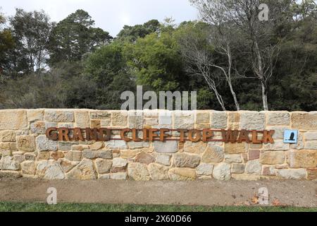 Inizio della Darwins Walk (parte della Grand Cliff Top Walk) a Wilson Park, Wentworth Falls, Blue Mountains, NSW, Australia Foto Stock