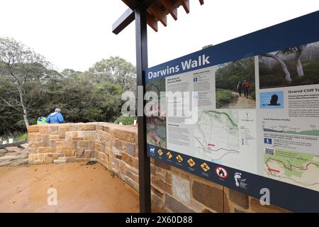 Inizio della Darwins Walk (parte della Grand Cliff Top Walk) a Wilson Park, Wentworth Falls, Blue Mountains, NSW, Australia Foto Stock