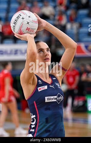 12 maggio 2024; Ken Rosewall Arena, Sydney, NSW, Australia: Suncorp Super Netball , New South Wales Swifts contro Melbourne Vixens; Kiera Austin dei Melbourne Vixens durante il riscaldamento Foto Stock