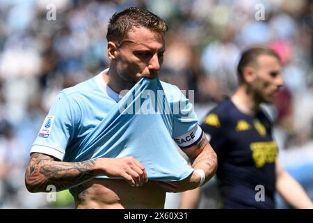 Roma, Italia. 12 maggio 2024. Ciro immobile del SS Lazio reagisce durante la partita di serie A tra SS Lazio e Empoli FC allo stadio Olimpico di Roma (Italia), 12 maggio 2024. Crediti: Insidefoto di andrea staccioli/Alamy Live News Foto Stock