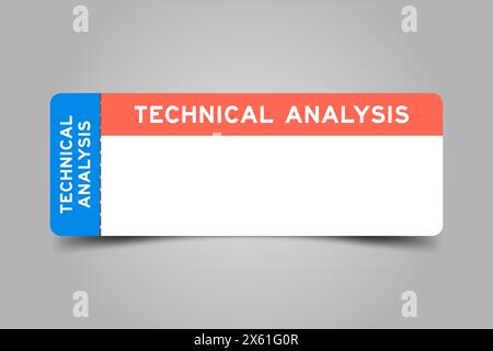 Ticket blu e arancione con analisi tecnica Word e spazio per copie bianche Illustrazione Vettoriale
