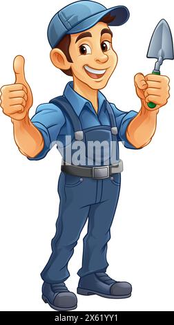 Mascotte per muratore per muratore per costruzioni Illustrazione Vettoriale
