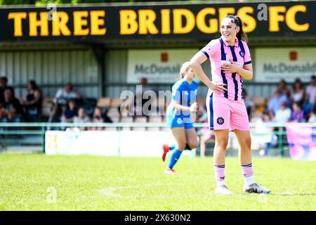 Crawley, Regno Unito. 12 maggio 2024. Summer Roberts (9 Dulwich Hamlet) durante la partita di London and South East Regional Womens Premier League tra AFC Crawley e Dulwich Hamlet al Three Bridges FC. Crediti: Liam Asman/Alamy Live News Foto Stock