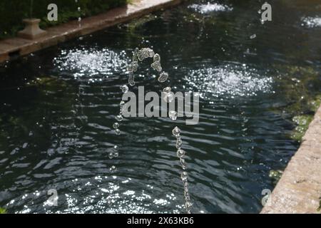 Fountan ai Giardini del Generalife in Spagna, parte dell'Alhambra Foto Stock