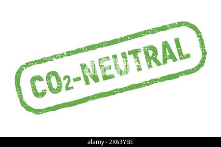 Timbro verde neutro al carbonio. Impatto ambientale cambiamento climatico effetto grunge neutro dal carbonio timbro della struttura. Illustrazione Vettoriale