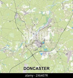 Doncaster, Regno Unito cartina poster art Illustrazione Vettoriale