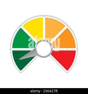 Icona colorata degli indicatori. Indicatore delle prestazioni. Illustrazione del tachimetro vettoriale. Misuratore multicolore. Illustrazione Vettoriale