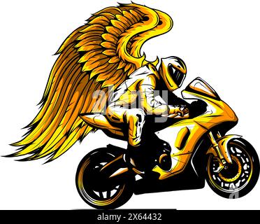 Vector Motorcycle Wings corse su sfondo bianco Illustrazione Vettoriale