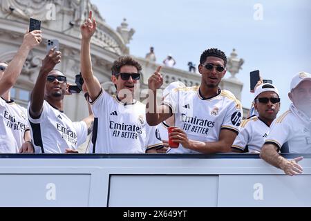 Madrid, Spagna. 12 maggio 2024. (Real) calcio: Il Real Madrid celebra la vittoria spagnola "LaLiga EA Sports" alla Plaza de Cibeles di Madrid, Spagna. Crediti: Mutsu Kawamori/AFLO/Alamy Live News Foto Stock