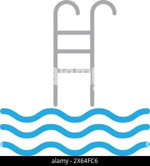 Icona del colore del glifo vettoriale pool Illustrazione Vettoriale