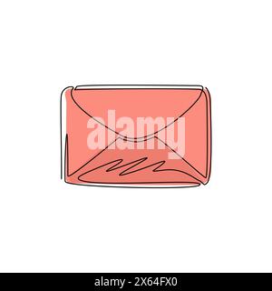 Singola riga disegna l'icona della busta chiusa. Messaggio in arrivo non letto. Decorazione per biglietti d'auguri, poster, stampe per abiti. conti moderni Illustrazione Vettoriale