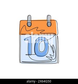 Logo icona calendario disegno a linea continua singola. Data, giorno del mese: Domenica, lunedì, martedì, mercoledì, giovedì, venerdì, sabato. Fine settimana. Dynami Illustrazione Vettoriale