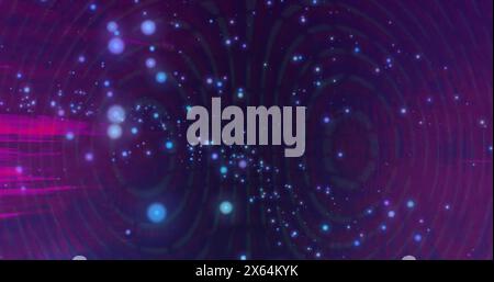 Immagine di luci blu e viola che creano un vivace motivo digitale Foto Stock