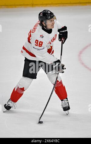 Danimarca vs Canada, partita Del gruppo A del Campionato del mondo 2024 IIHF, a Praga, Repubblica Ceca, il 12 maggio 2024. Connor Bedard del Canada. (Foto CTK/V Foto Stock