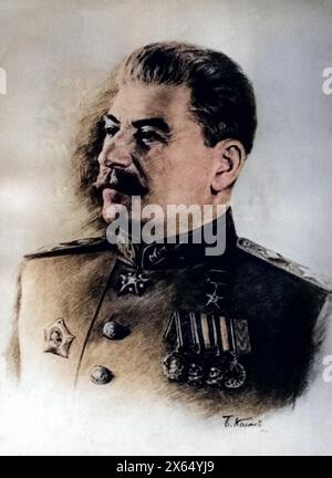 Stalin, Joseph Vissarionovich, 18.12.1879 - 5,3.1953, statista sovietico, ritratto, ULTERIORI-DIRITTI-AUTORIZZAZIONE-INFORMAZIONI-NON-DISPONIBILI Foto Stock