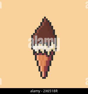 Illustrazione vettoriale di Ice Cream with Pixel Art Design Illustrazione Vettoriale