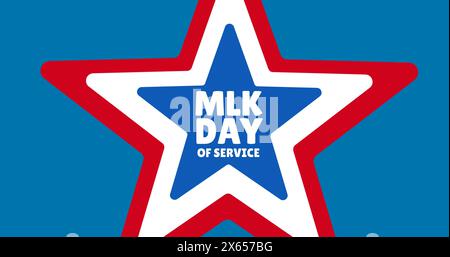 Martin luther king jr testo di un giorno sull'icona a stella su sfondo blu Foto Stock