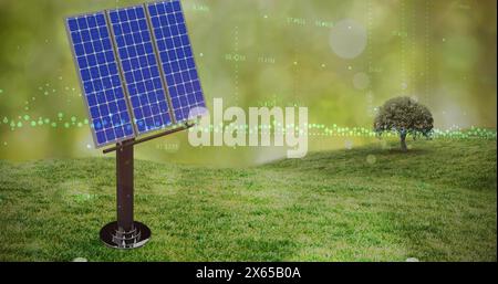 Immagine del trattamento dei dati finanziari su cartoni e globi Foto Stock