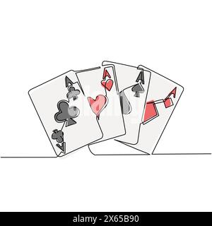 Set di quattro assi per carte da gioco. Vincendo la mano del poker. Set di cuori, picche, mazze, diamanti. Giochi di carte. conti moderni Illustrazione Vettoriale