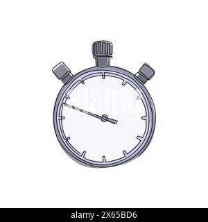 Cronometro con disegno a linea continua singola, orologio speciale per l'avvio, l'arresto e la misurazione. Attrezzature sportive e da competizione. Logo icona freccia di ritorno timer. Dynami Illustrazione Vettoriale