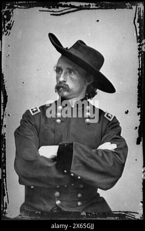 Ritratto del maggiore generale (al 15 aprile 1865) George A. Custer, ufficiale dell'esercito federale, Civil War Photographs 1861-1865 Foto Stock