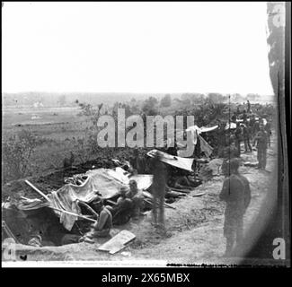 North Anna River, Virginia Truppe federali che occupano la linea di lavori al seno sulla riva nord, fotografie della guerra civile 1861-1865 Foto Stock