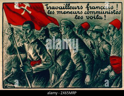 Manifesto di propaganda anticomunista francese, anni '1930 Foto Stock