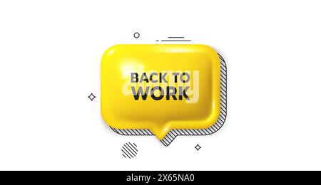 Torna all'etichetta di lavoro. Offerta di lavoro. icona a forma di fumetto 3d. Vettore Illustrazione Vettoriale