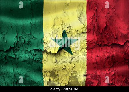 3D-Illustrazione di una bandiera senegalese - bandiera di tessuto ondulata realistica Foto Stock