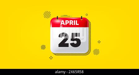 icona 25° giorno del mese. Data di pianificazione dell'evento. Icona della data del calendario del 3 aprile. Vettore Illustrazione Vettoriale