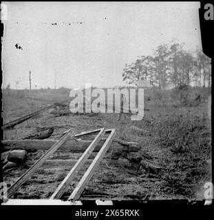 Virginia. Tracce della ferrovia Orange & Alexandria, distrutta dai Confederati tra Bristow Station e Rappahannock, fotografie della Guerra civile 1861-1865 Foto Stock