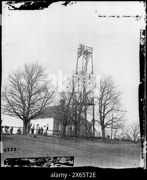 Petersburg, Va.. Torretta di segnalazione al 14° quartier generale dell'artiglieria pesante di New York, fotografie della Guerra civile 1861-1865 Foto Stock