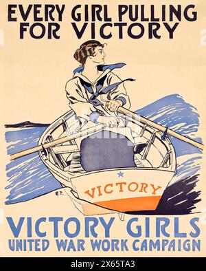 Poster vintage American World War One: "Victory Girls United War Work Campaign". Di Edward Penfield. intorno al 1914 Foto Stock