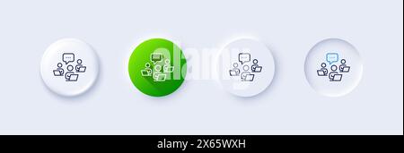 Icona della linea di lavoro di squadra. Cartello ufficio remoto. Icone di linea. Vettore Illustrazione Vettoriale