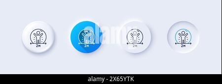 Icona della linea di distanza sociale. Segno di isolamento delle persone. Icone di linea. Vettore Illustrazione Vettoriale