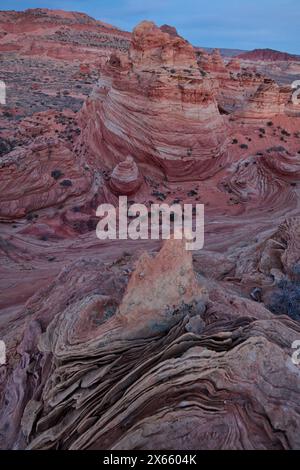 Strane e vorticose formazioni rocciose nel deserto dell'Arizona di Coy Foto Stock