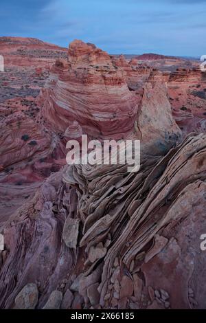 Strane e vorticose formazioni rocciose nel deserto dell'Arizona di Coy Foto Stock