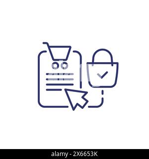 fare clic e raccogliere l'icona della linea su bianco Illustrazione Vettoriale