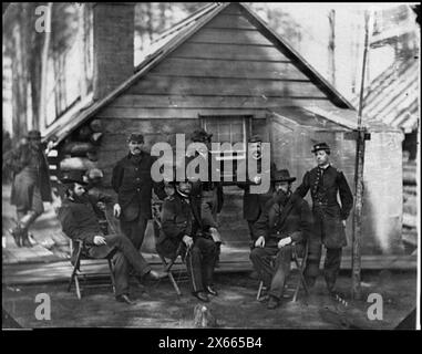 Brandy Station, V. Gen. Rufus Ingalls and staff, Chief Quartermaster, and Officers, Army of the Potomac Headquarters, Civil War Photographs 1861-1865 Foto Stock