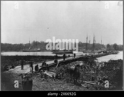 Ponte di pontoni sul fiume James, Virginia Giugno 1864, fotografie della guerra civile 1861-1865 Foto Stock