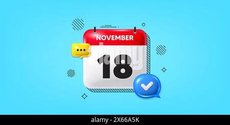 icona del 18° giorno del mese. Data di pianificazione dell'evento. Icona della data del calendario del 3 novembre. Vettore Illustrazione Vettoriale