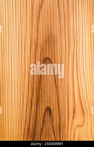 Primo piano di un asse o di una tavola tagliata dal legno di un albero di Yew europeo (taxus baccata, inglese Yew), mostrando il granello molto fine del focolare Foto Stock