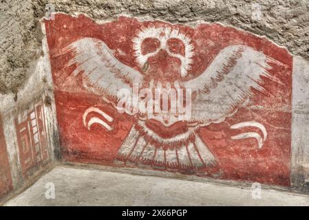 Murale dell'Aquila, Palazzo di Tetitla, zona archeologica di Teotihuacan, Stato del Messico, Messico Foto Stock