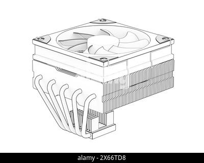 Schizzo del refrigeratore d'aria del processore del computer a basso profilo Foto Stock