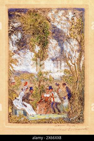 James Ensor, il giardino dell'amore, incisione colorata a mano, 1888 Foto Stock