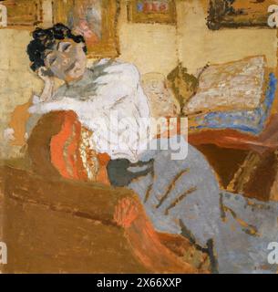 Édouard Vuillard, Madame Hessel au Sofa (Madame Hessel sul divano), ritratto a olio a bordo, 1900 Foto Stock