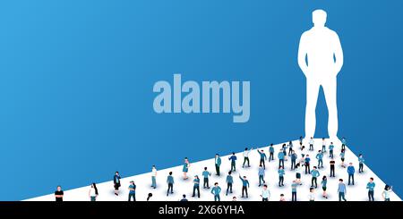 Gruppo di persone con la silhouette del leader. Concetto di lavoro di squadra. Illustrazione vettoriale Illustrazione Vettoriale